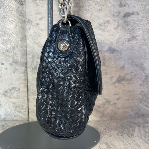 Elliott Lucca Black Leather intrecciato style shoulder bag - Picture 3 of 15